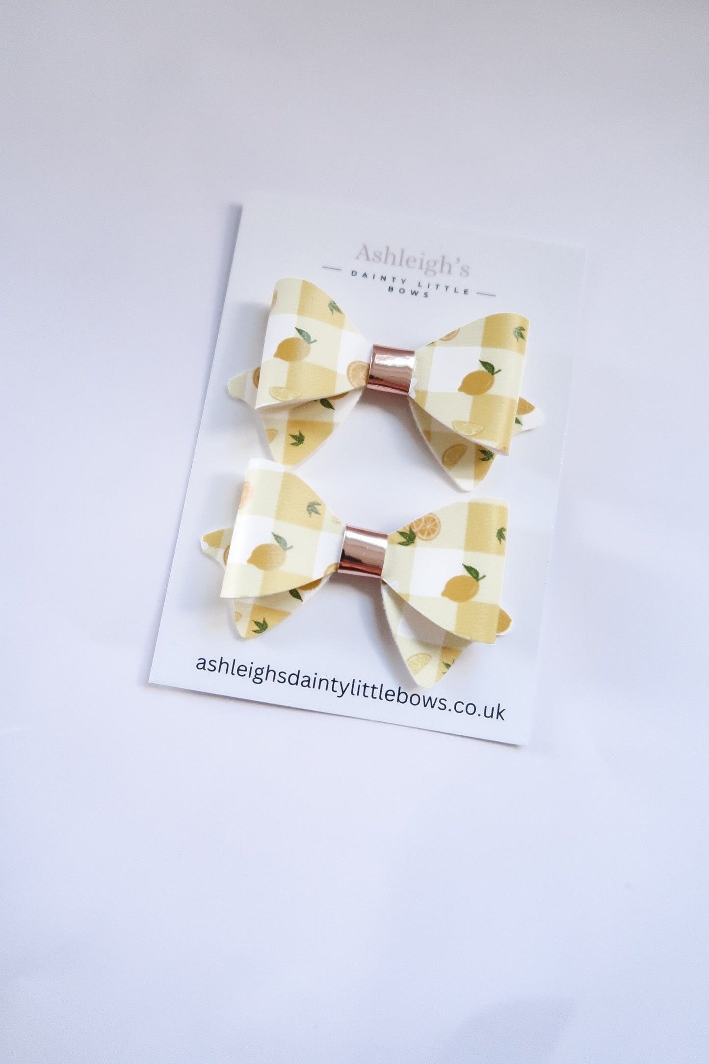 Lemon gingham penny bow