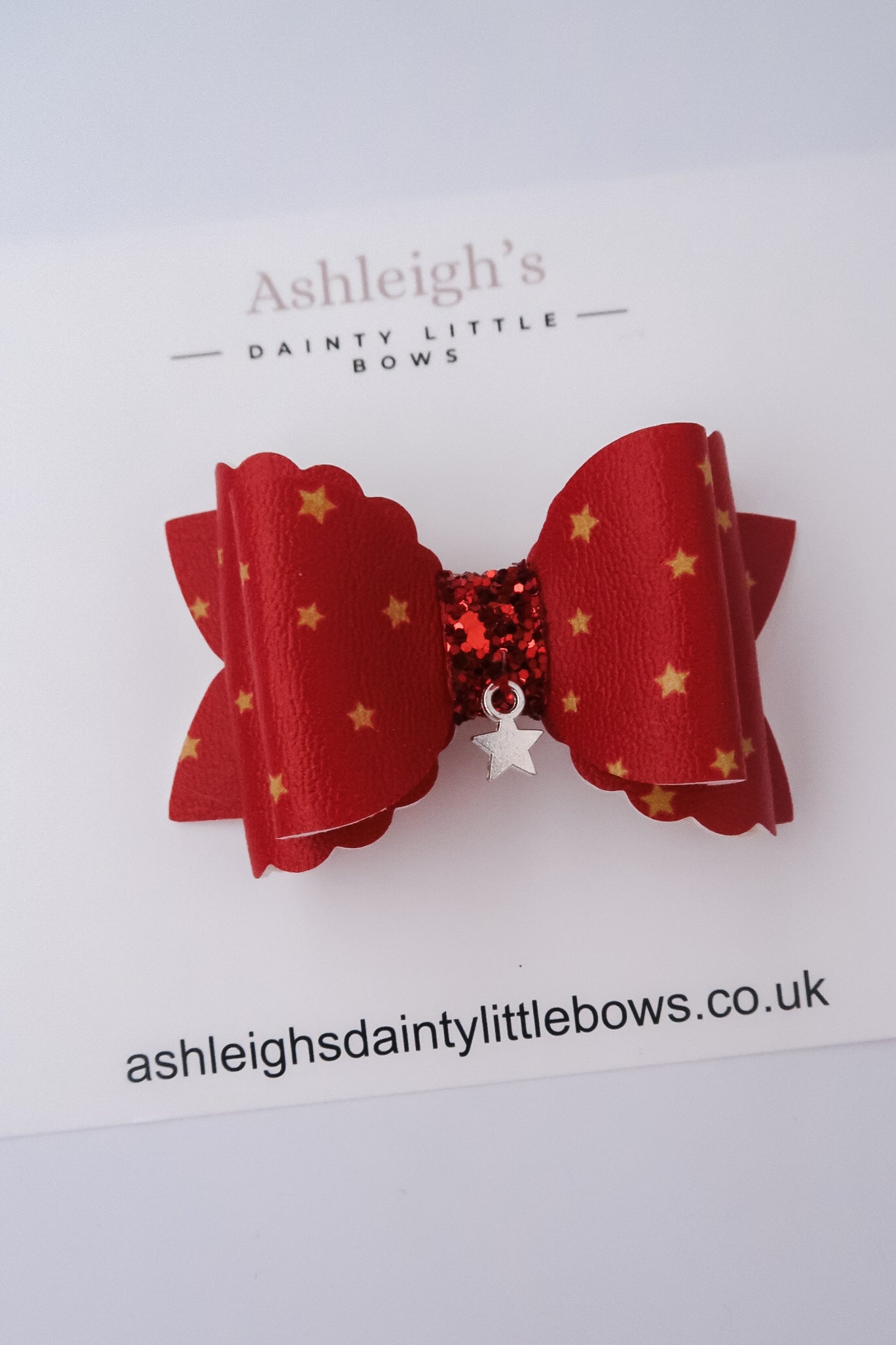 Starry night scalloped bow