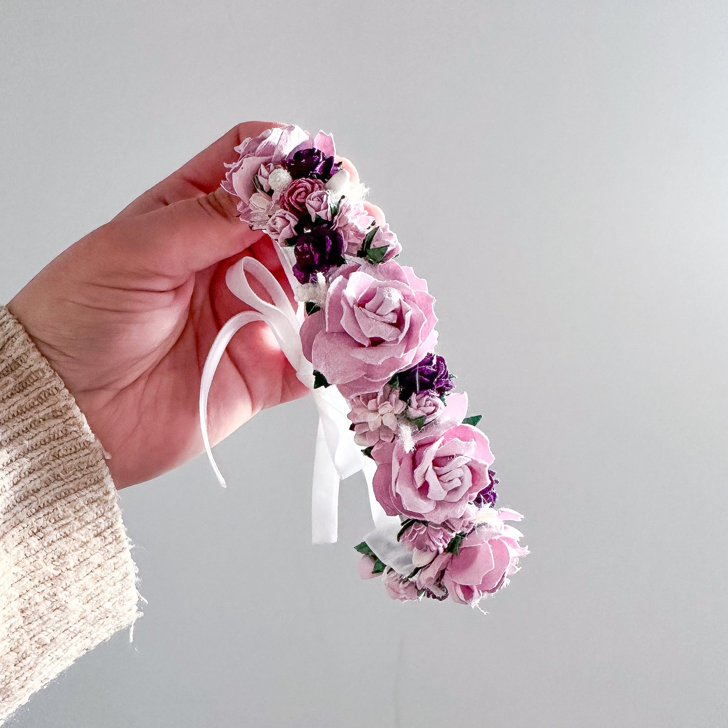 Lilac tie back flower crown