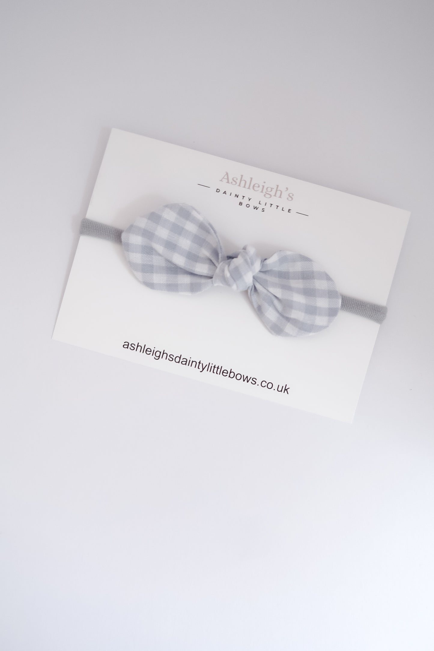 Grey gingham baby headband