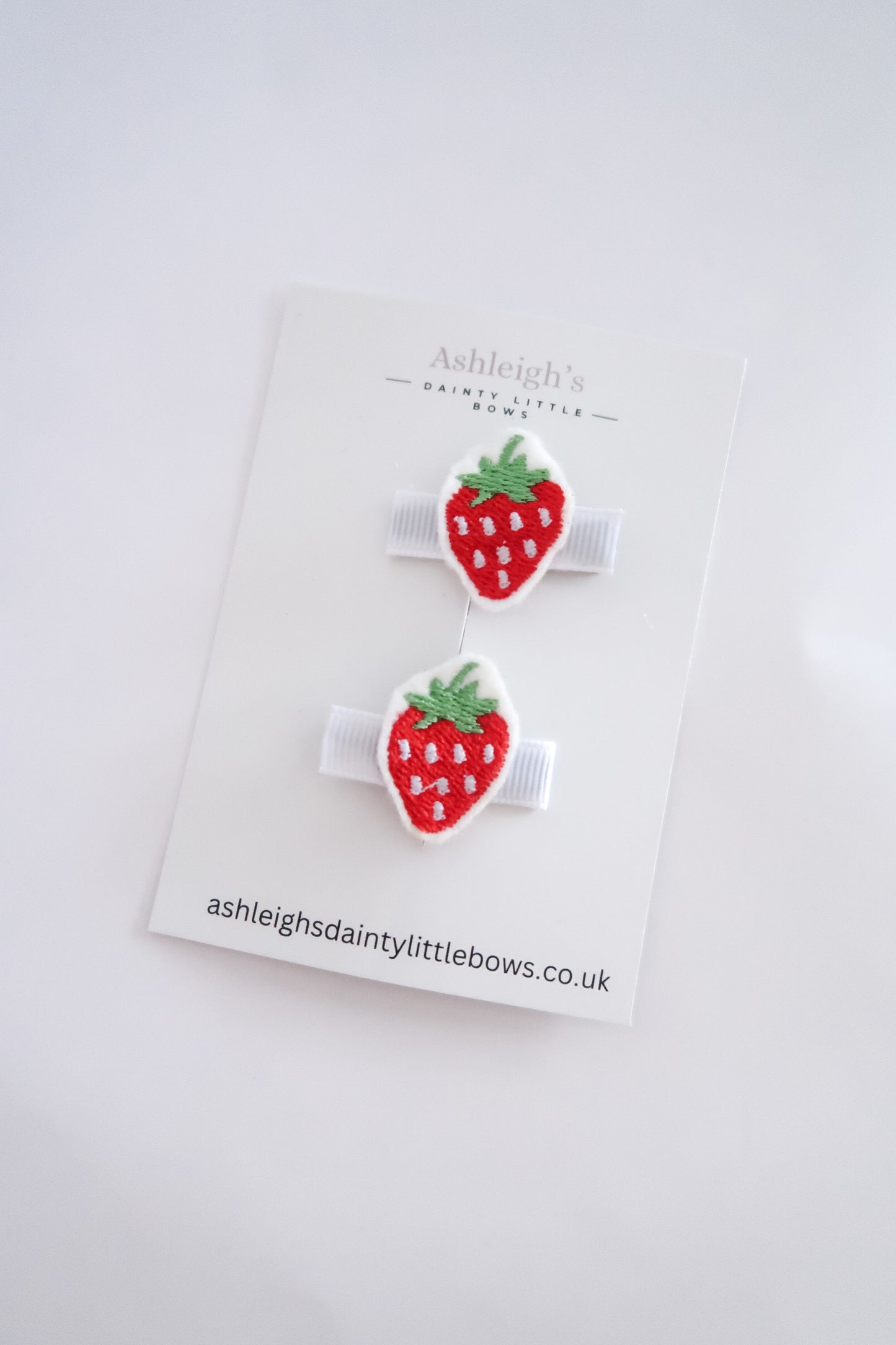 Strawberry embroidered clips