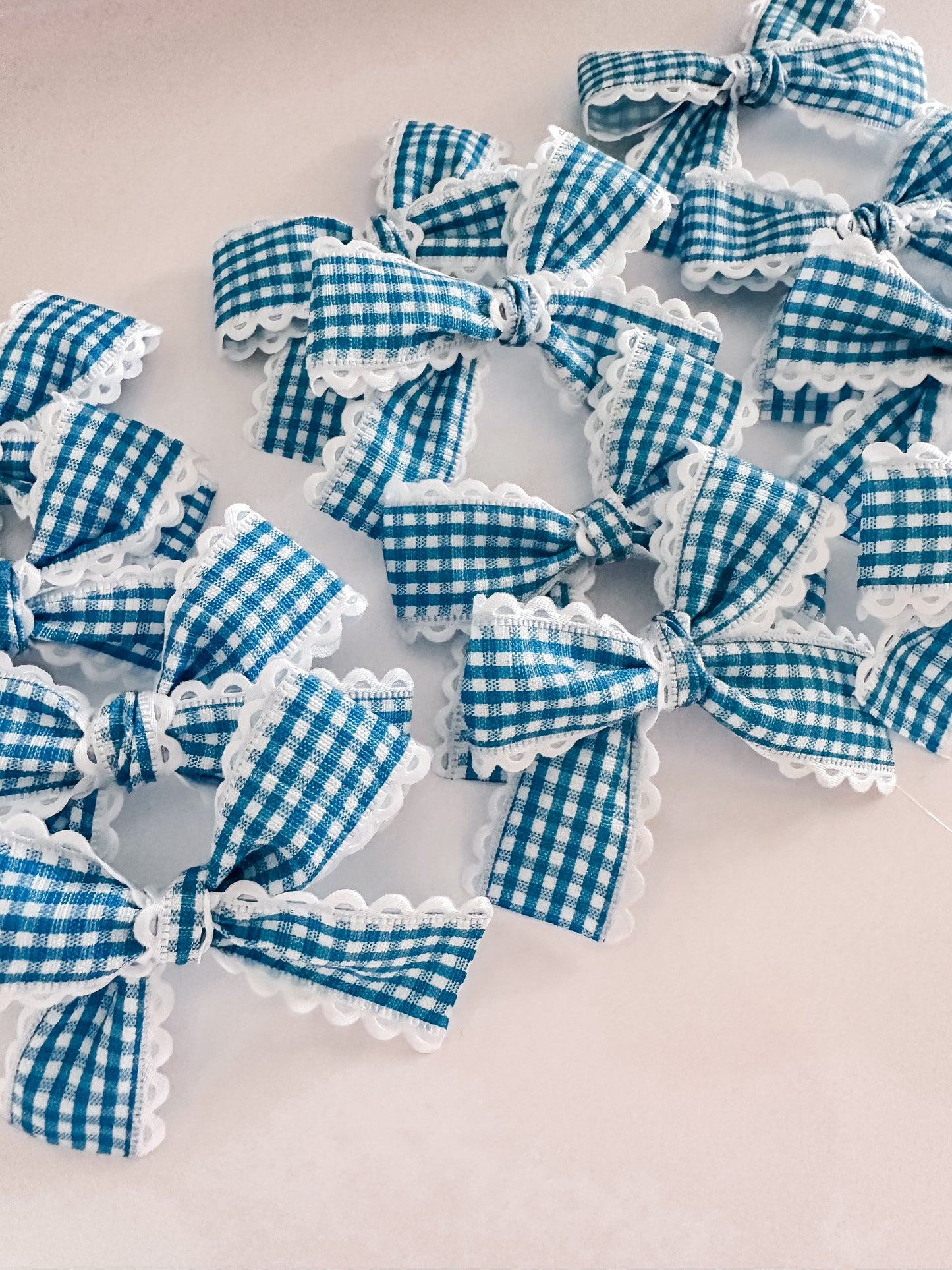 Blue gingham tied bow
