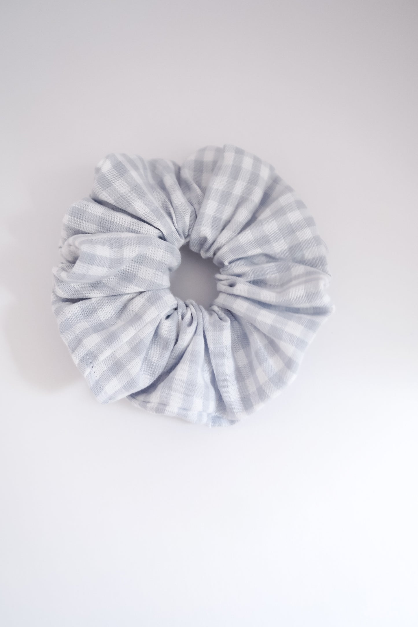 Grey gingham scrunchie