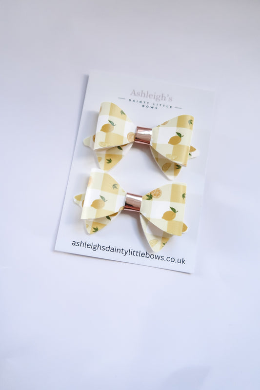 Lemon gingham penny bow