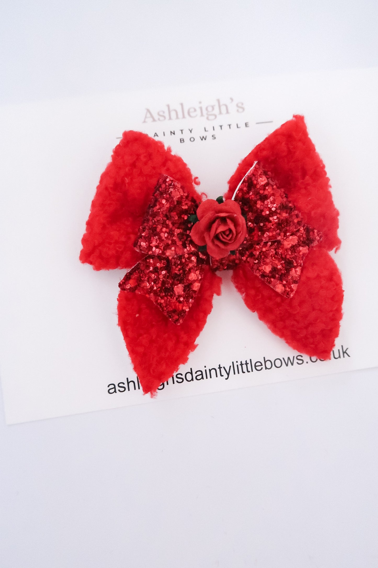 Red teddy fluff bow