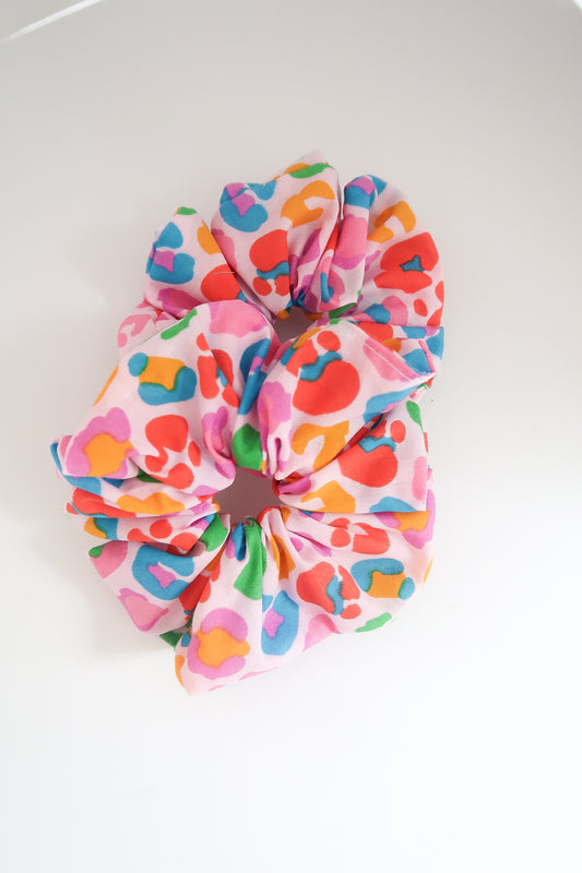 Rainbow leopard scrunchie