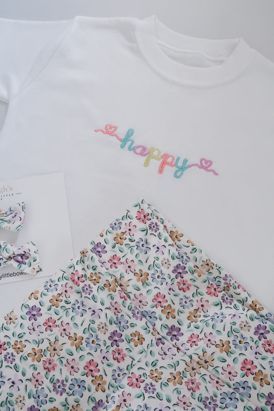 Happy embroidered tshirt