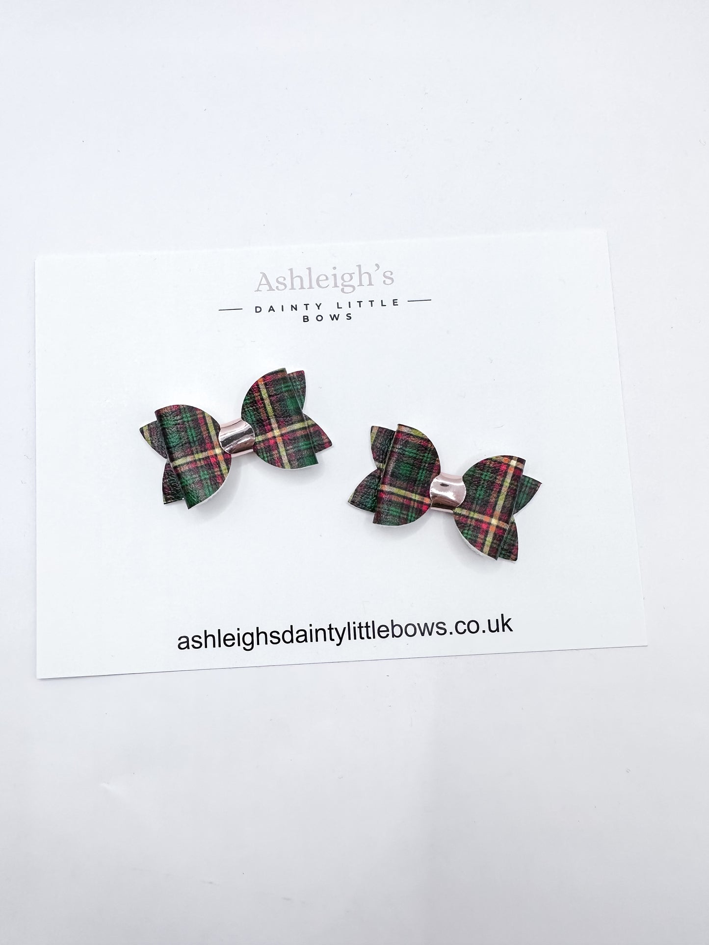Green tartan baby bow