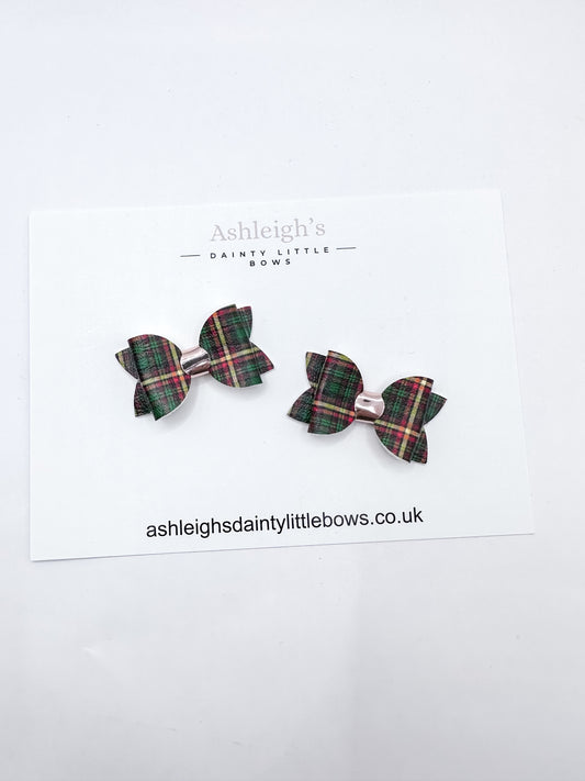 Green tartan baby bow