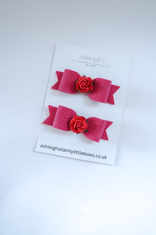 Suede rose tux bow