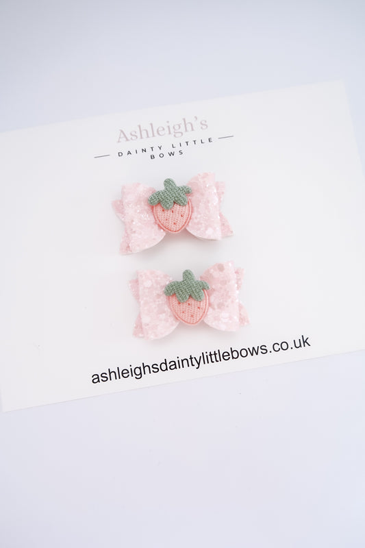 Dainty strawberry baby bow
