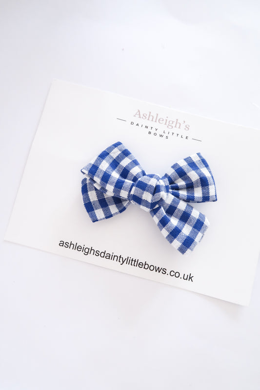 Hand tied gingham school colours