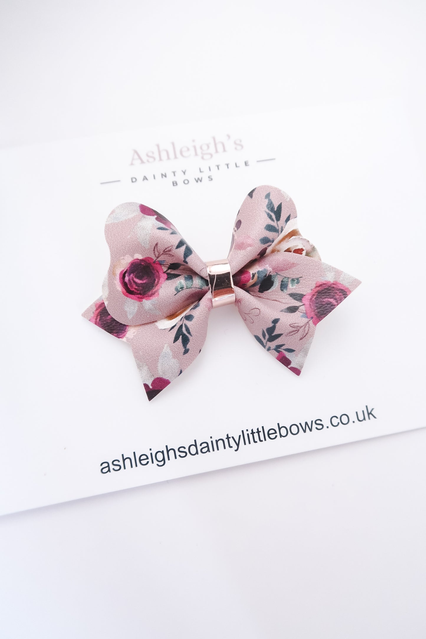 Mauve floral hali bow