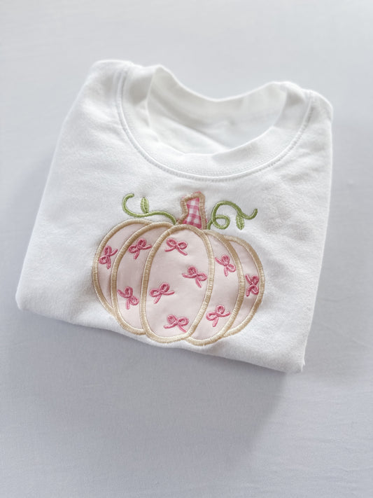 Appliqué pumpkin tshirt or sweater slot