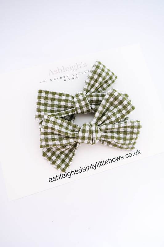 Sage green handtied bow