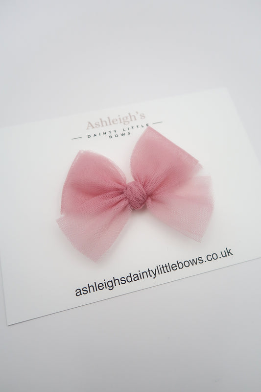 Dusky pink tulle bow