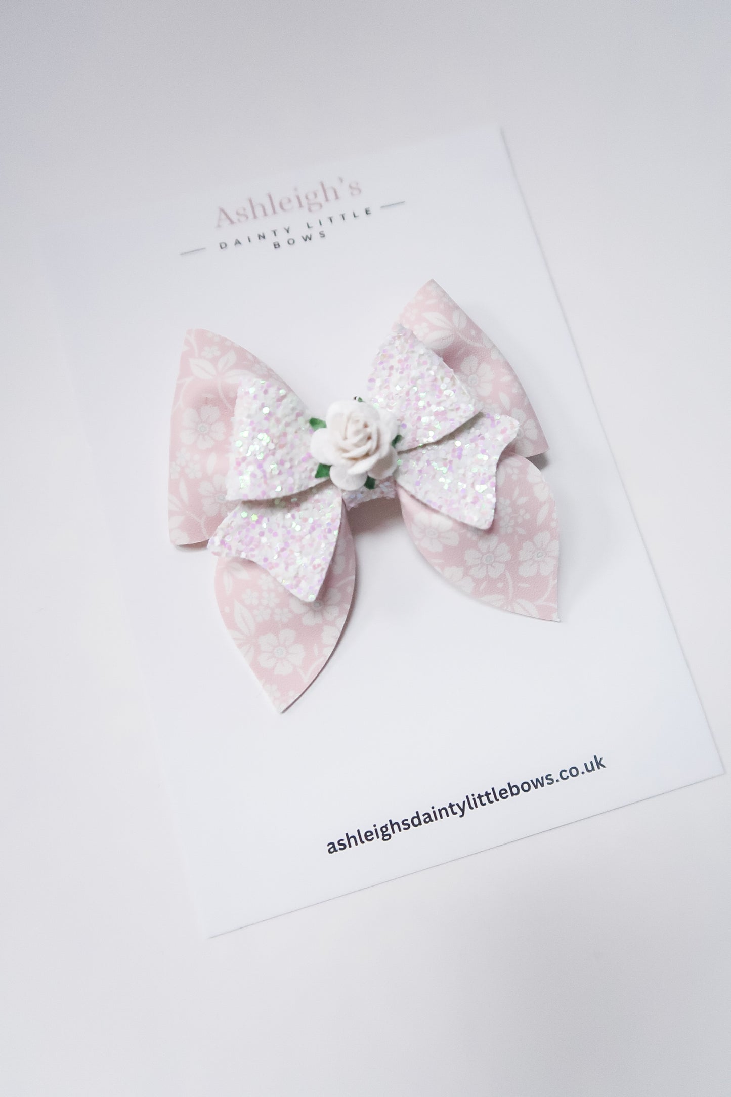 Floral pink princess bow