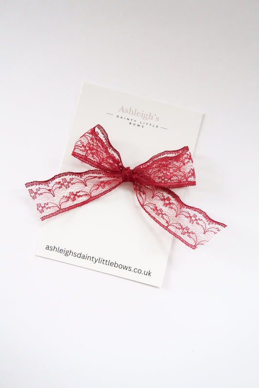 Red dainty lace bow