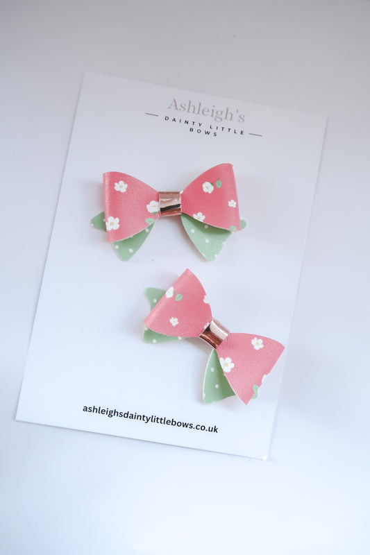 Pretty pink floral penny bow