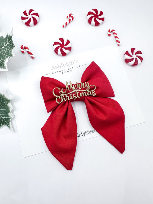 Merry Christmas sailor bow medium