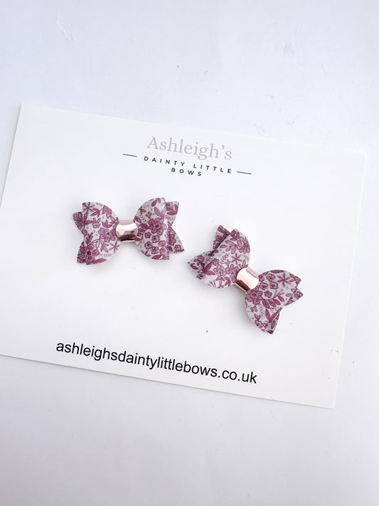 Dusky floral baby bow