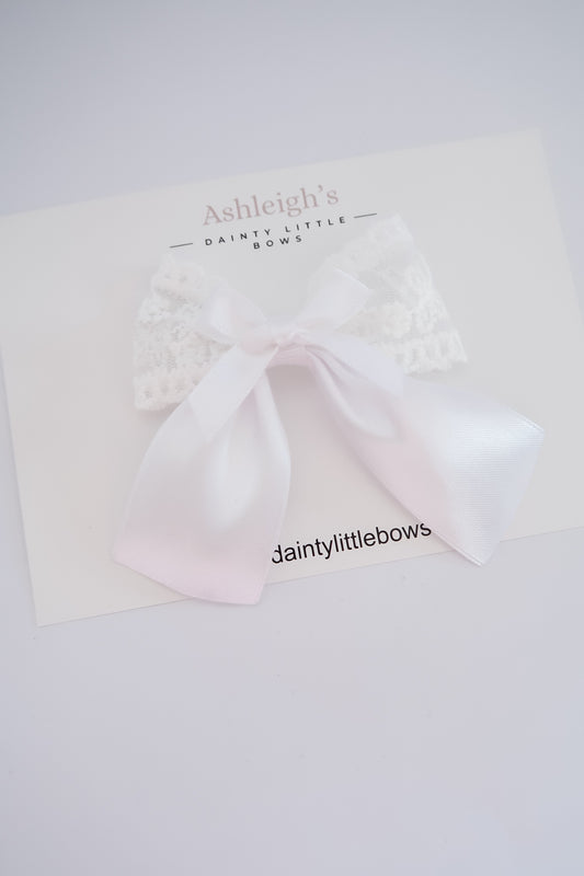 White lace satin bow