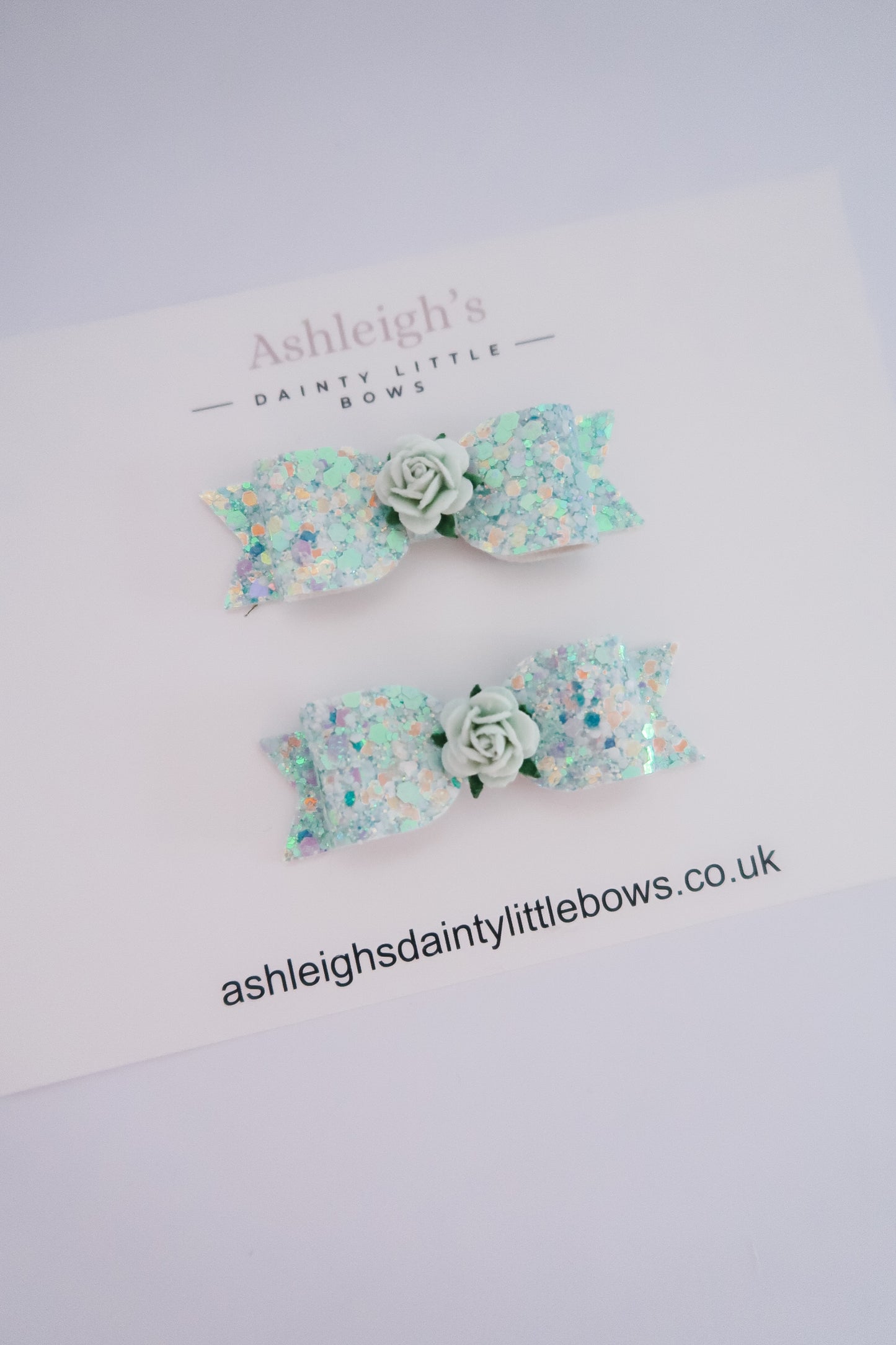 Mint glitter tux bow
