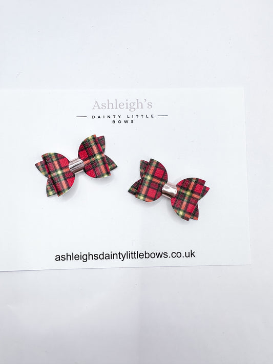 Red tartan baby bow