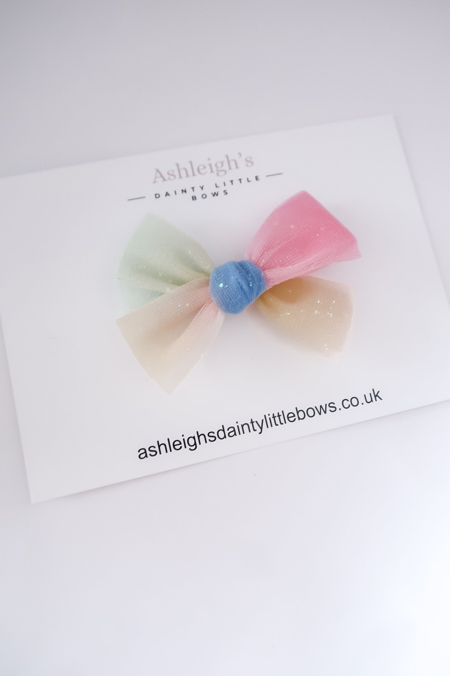 Rainbow tulle bow