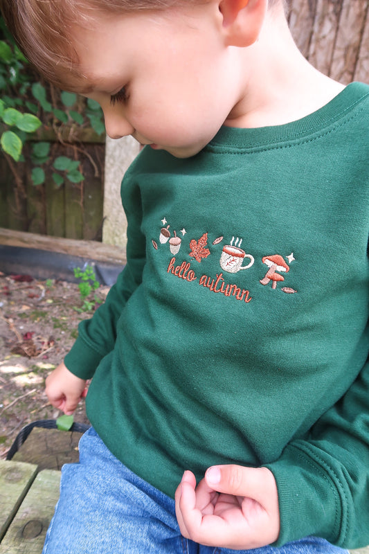 Hello autumn sweaters embroidered