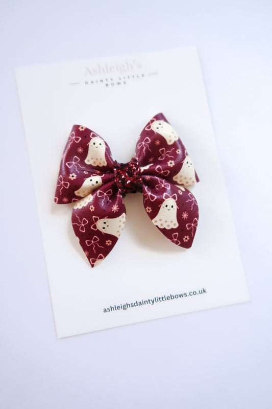 Plum ghost pinch bow