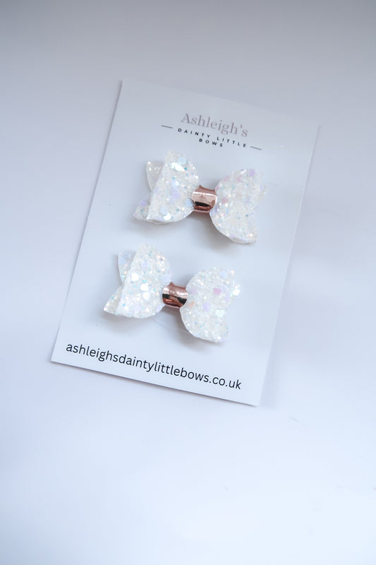 White sparkles baby bow