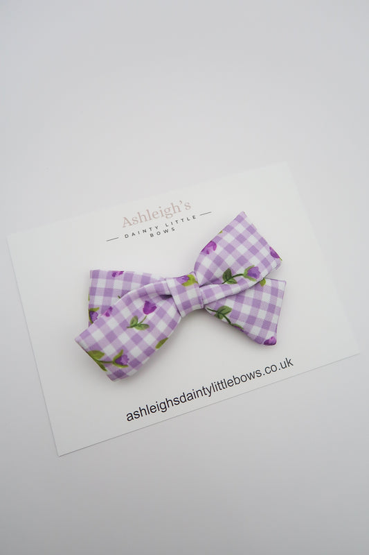 Lilac floral cotton bow