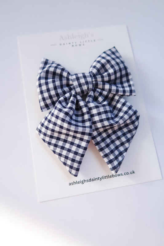 Small gingham sailor bow (9 colours available)
