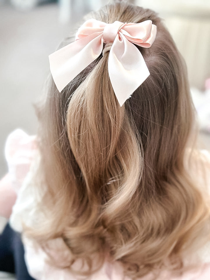 Pink satin Elouise bow