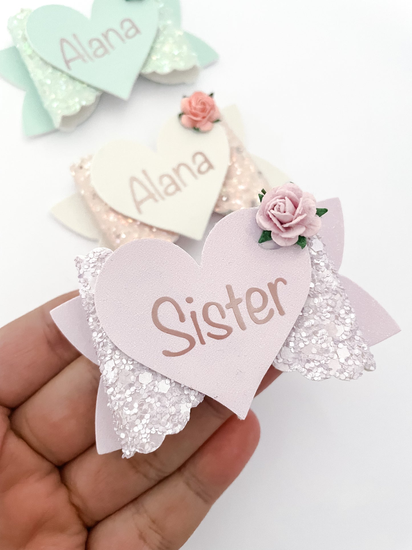 Personalised heart bows