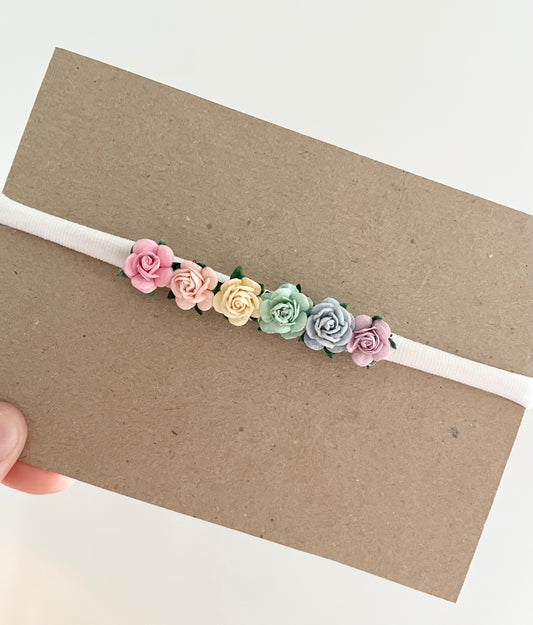 Mini rainbow flower headband