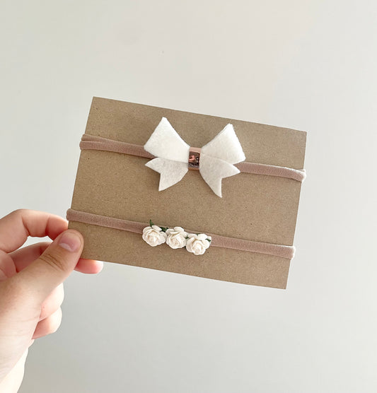 Cotton white headband set