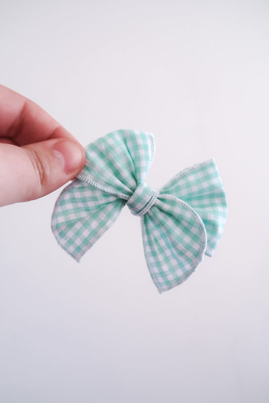 Mint gingham fable bow