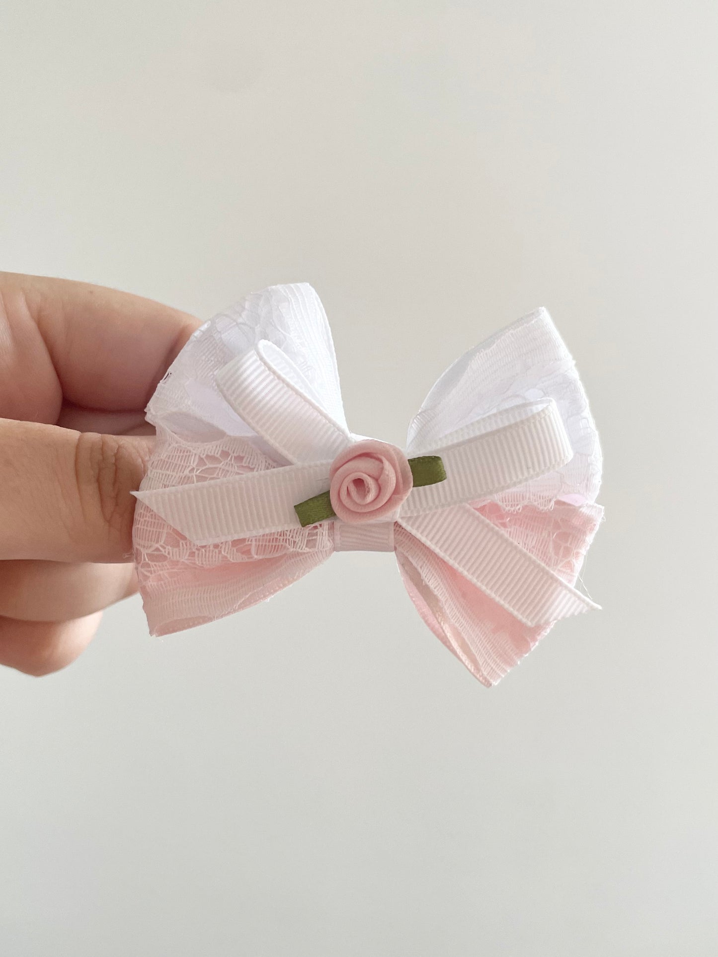 Pink and white Penny bow