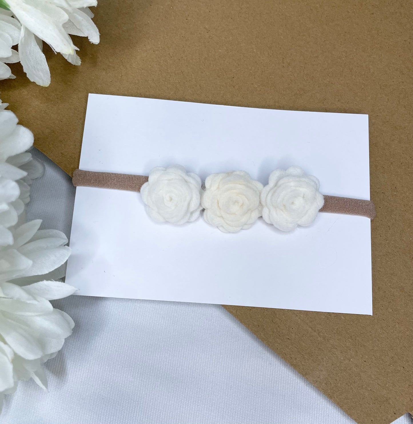 White felt flower crown