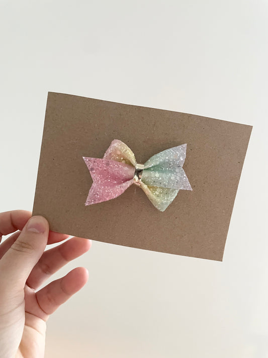 Mini pastel rainbow garnet bow