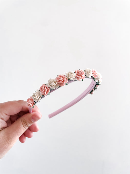 Flower Alice band pink and white