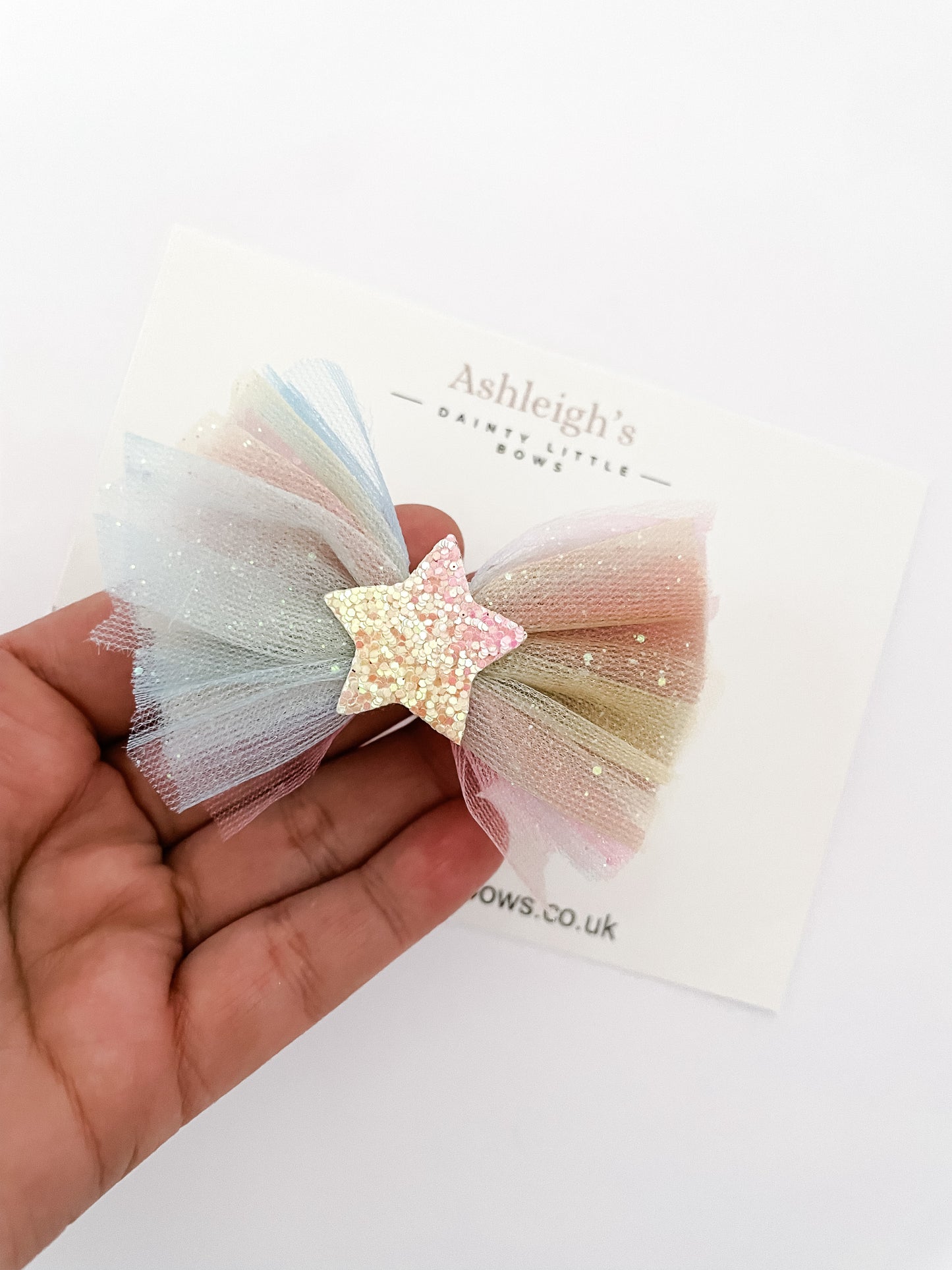 Rainbow sparkles bow